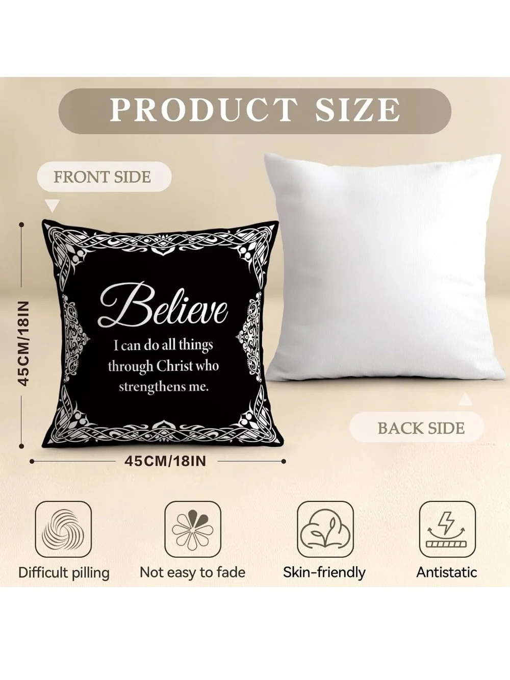 Set of 4 Inspirational Scripture Throw Pillow Covers - INCLUDES  4 INSERTS